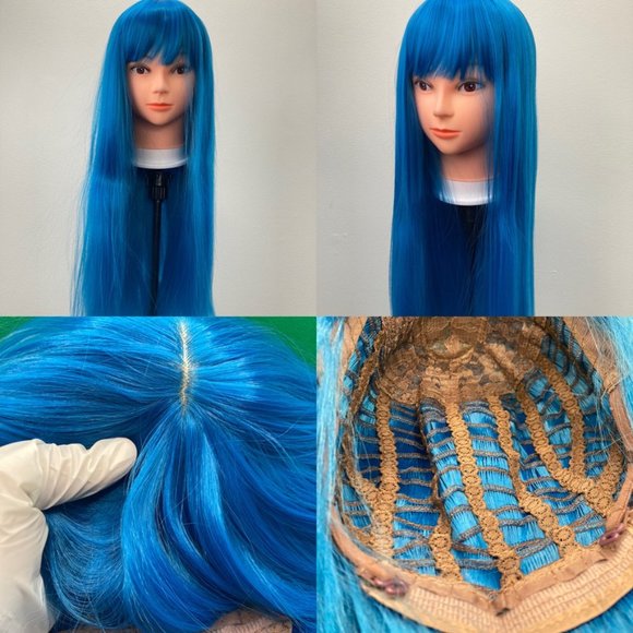 TEAL Blue Cosplay Wig With Bang